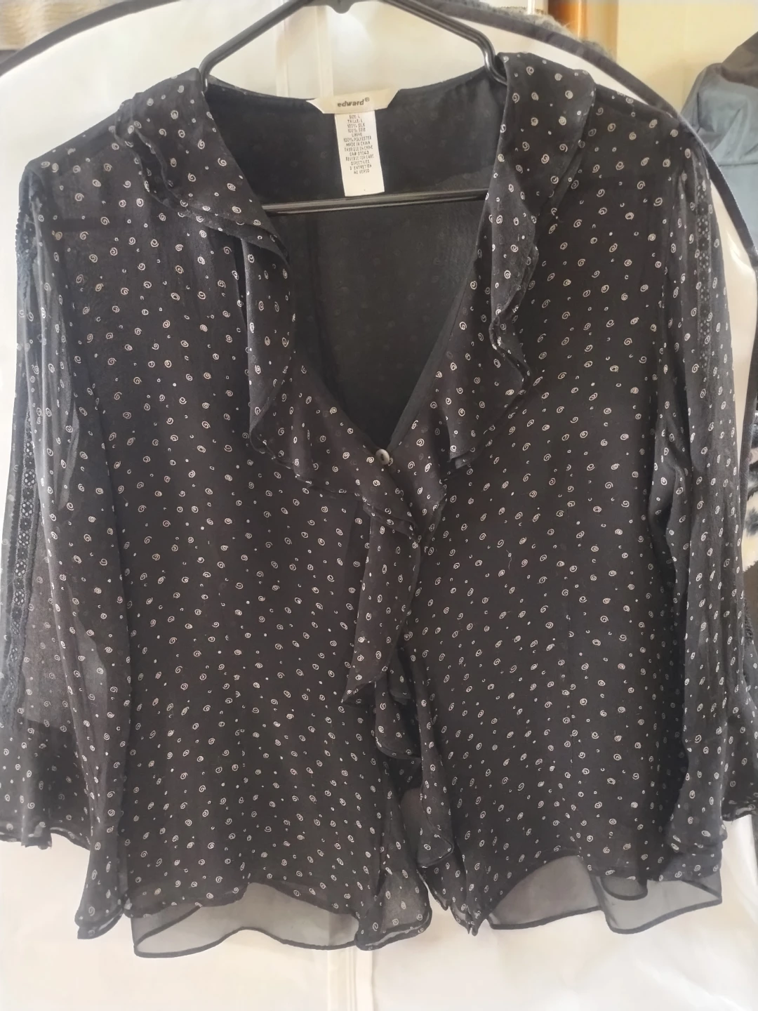 Black Silk Blouse - Size L