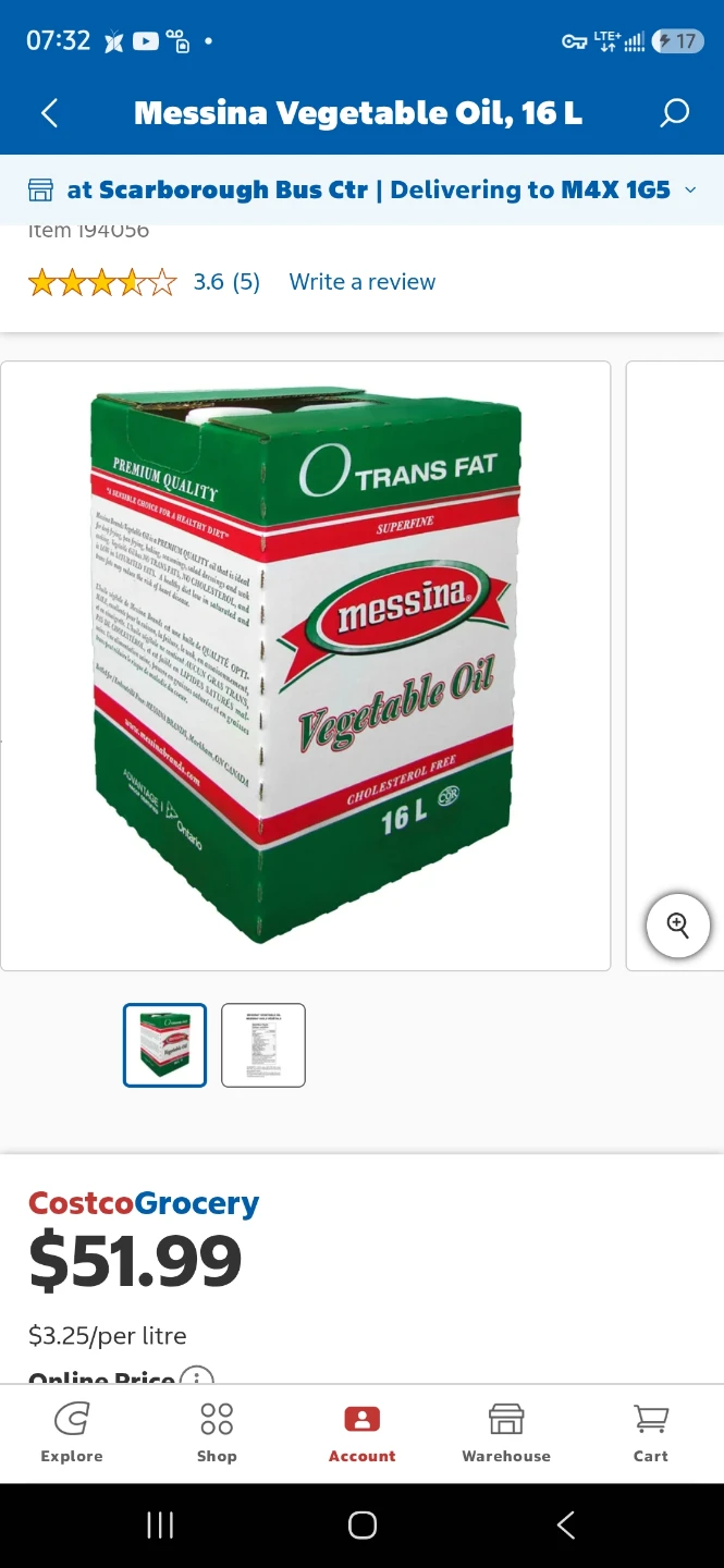 Messina Vegetable Oil, 16 L