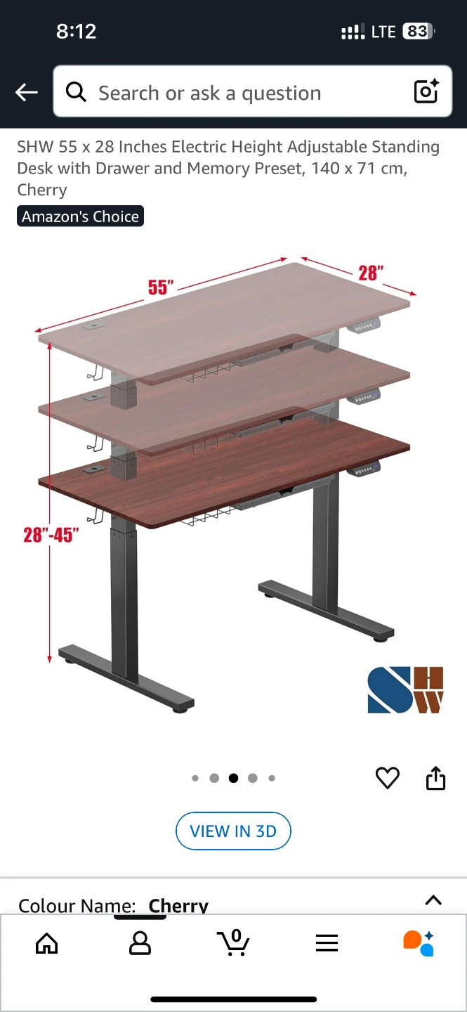 SHW Electric Standing Desk 55 x 28 Cherry - photo 3