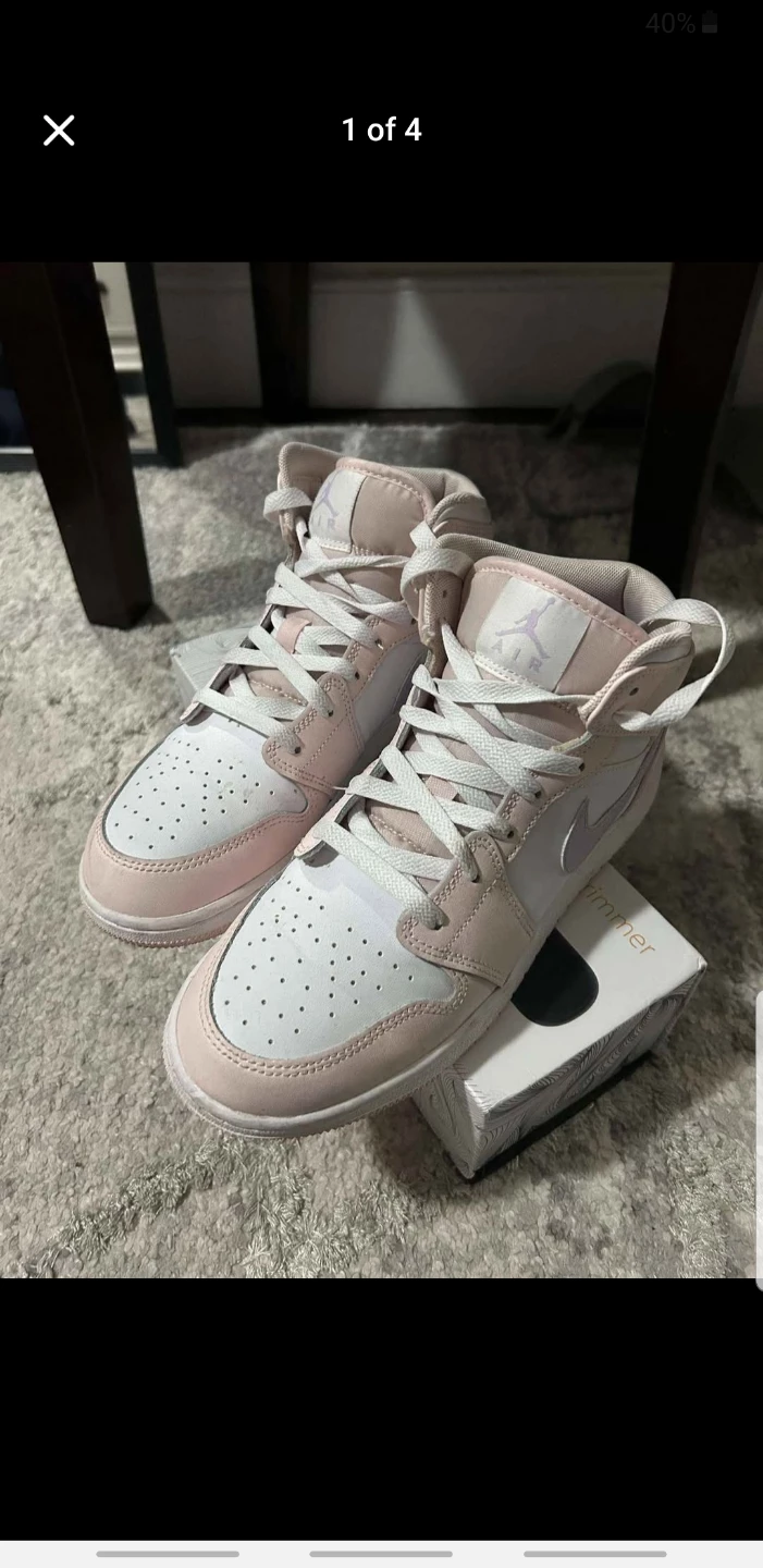 Air Jordan 1 Mid Pink & White Sneakers