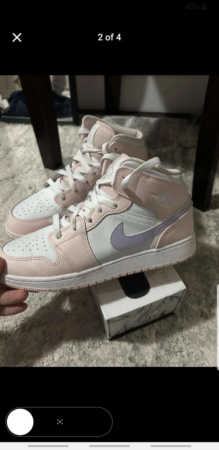 Air Jordan 1 Mid Pink & White Sneakers - photo 2