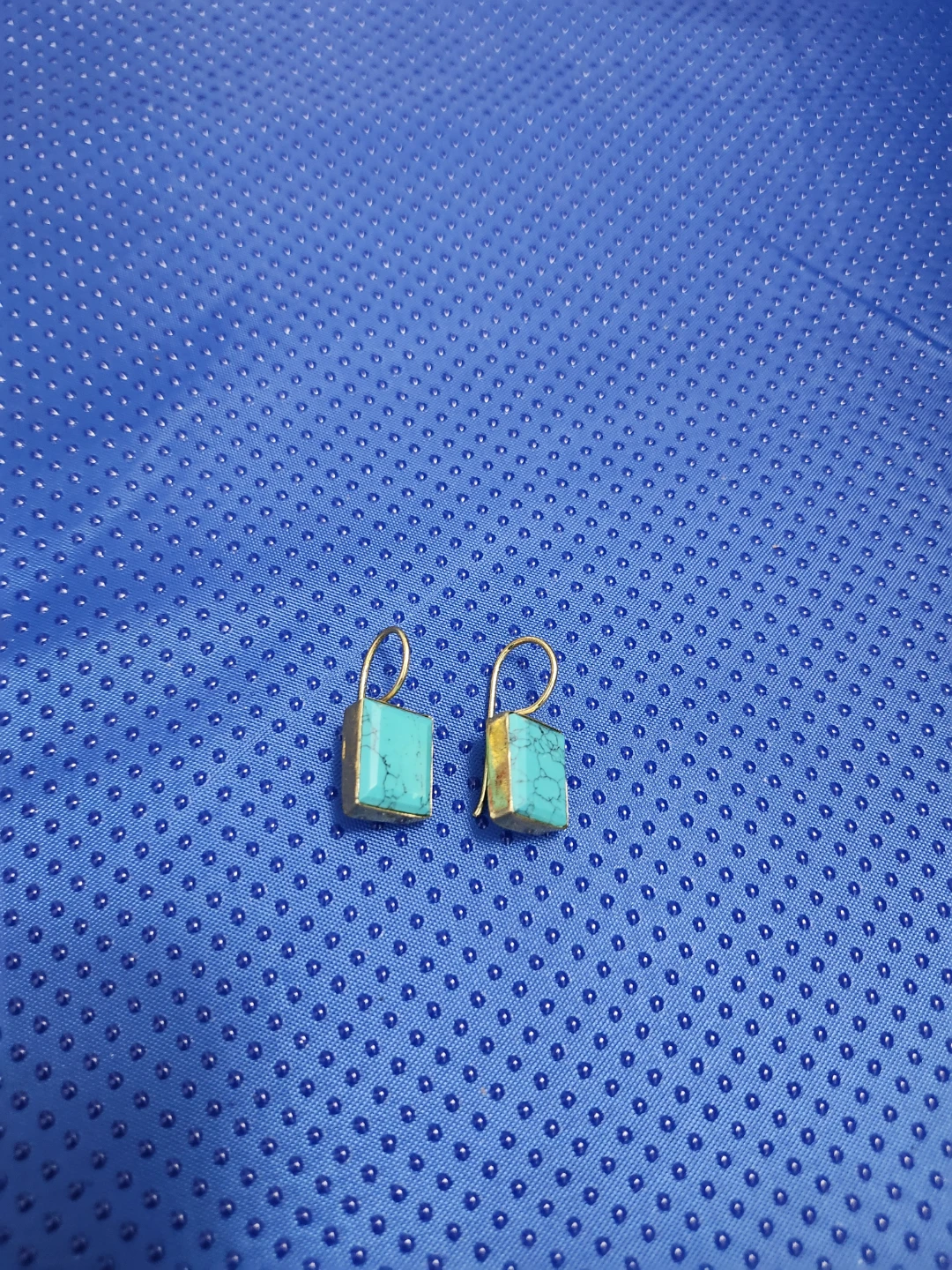 Turquoise & Gold Square Drop Earrings