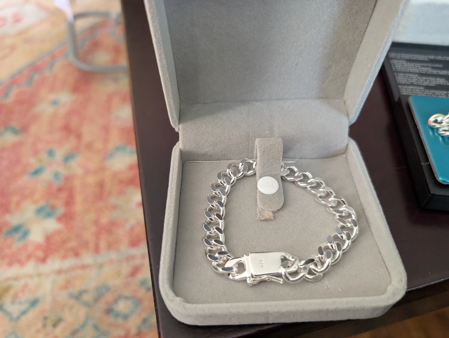 S925 Silver Curb Chain Bracelet in Box