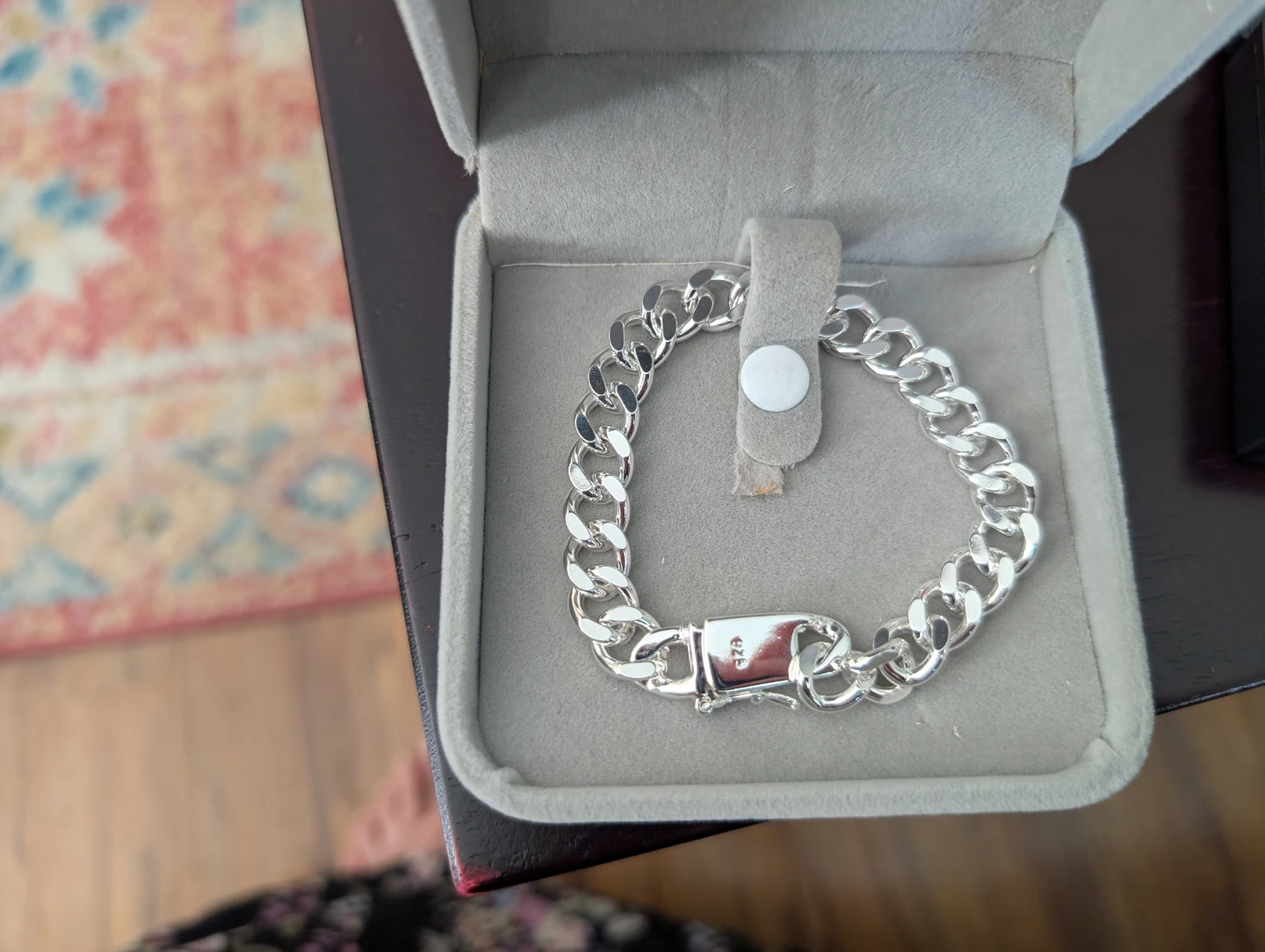 S925 Silver Curb Chain Bracelet in Box - photo 2