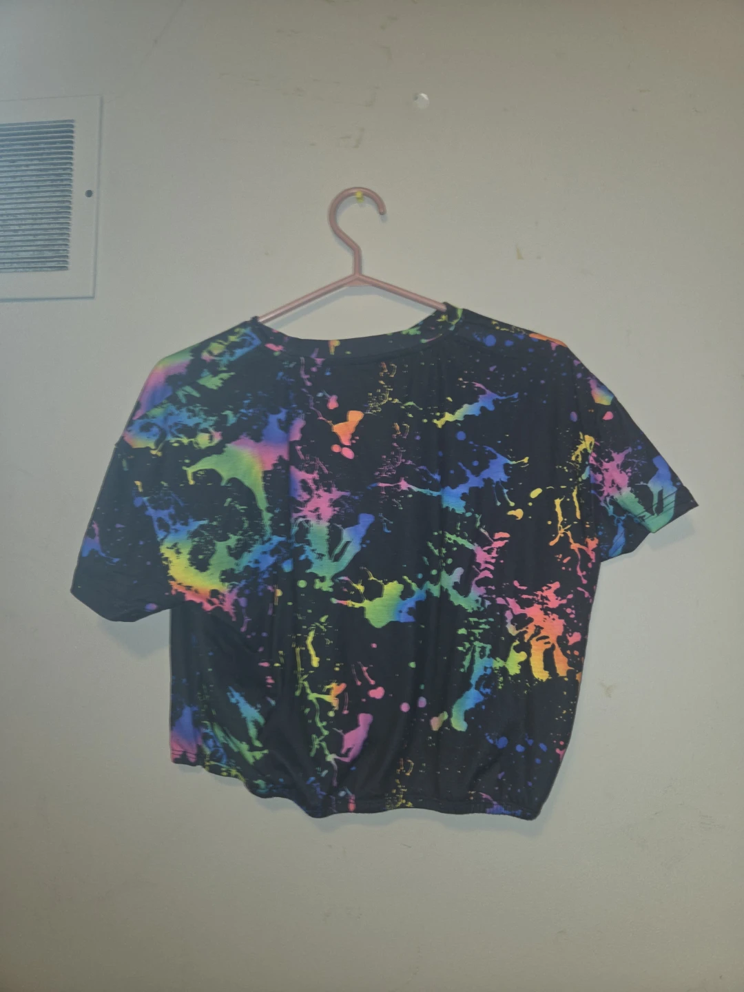 Black splatter paint crop top