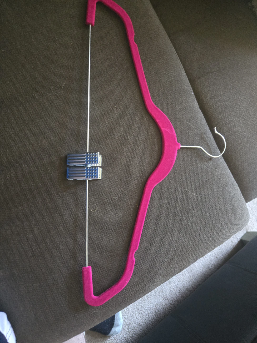 Quality Hangers Pink Velvet Pants Hangers with Clips 18"