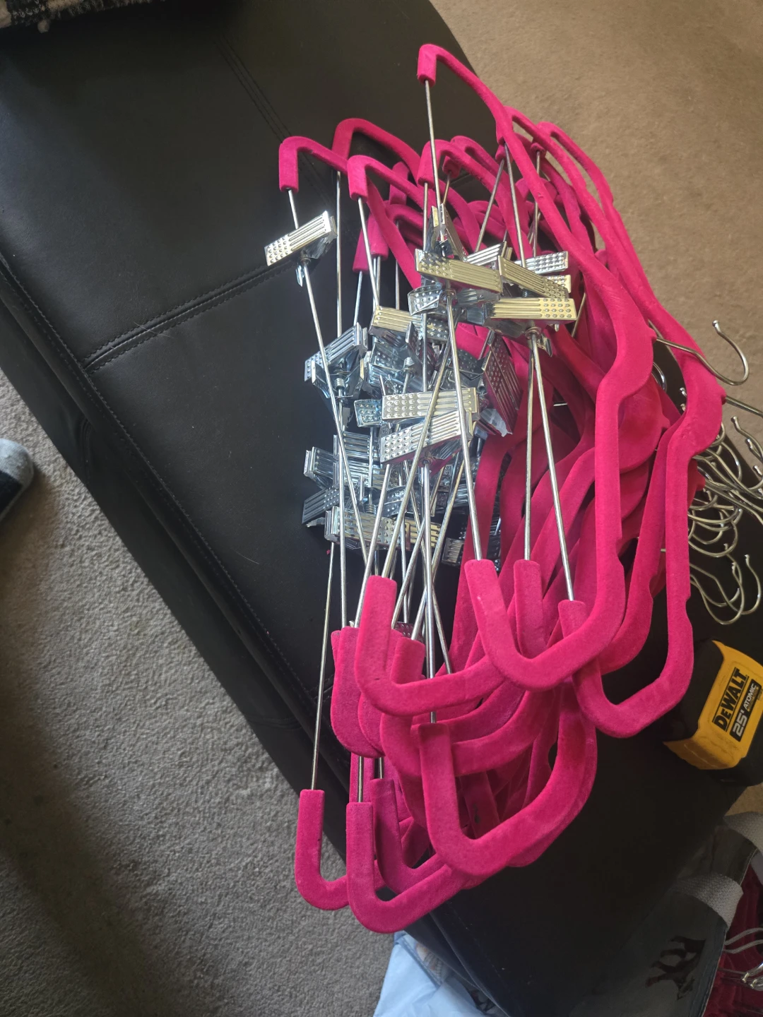 Quality Hangers Pink Velvet Pants Hangers with Clips 18" - photo 2
