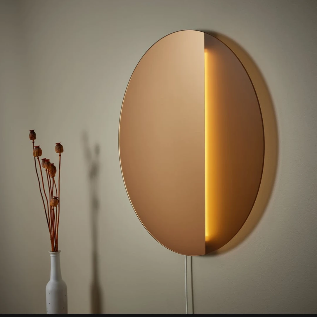 IKEA VARMBLIXT round wall mirror lamp