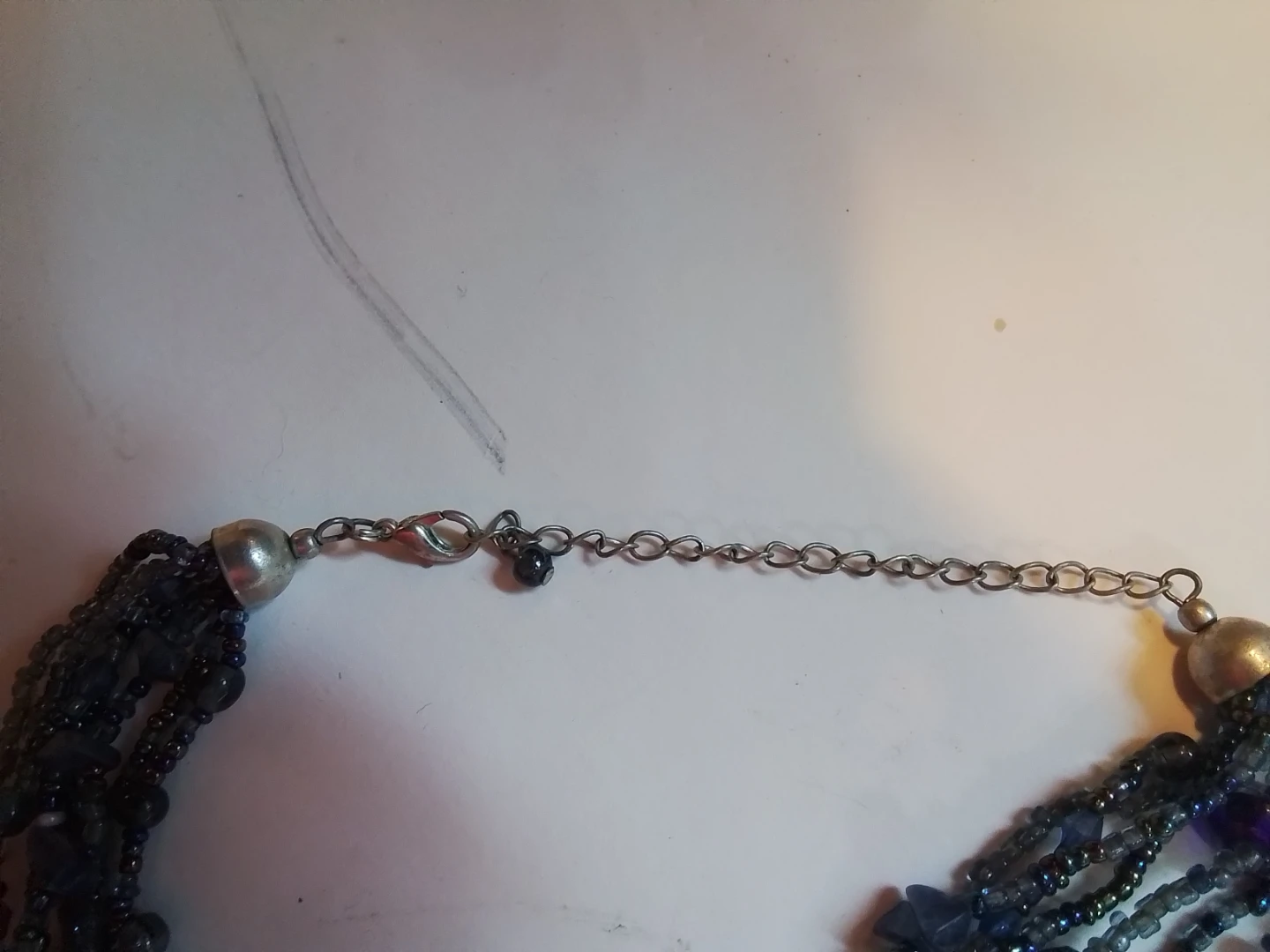 Multi-Strand Blue Beaded Necklace with Round Pendant - photo 3