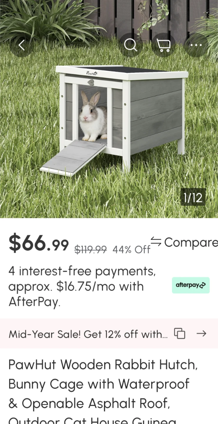 PawHut Wooden Rabbit Hutch