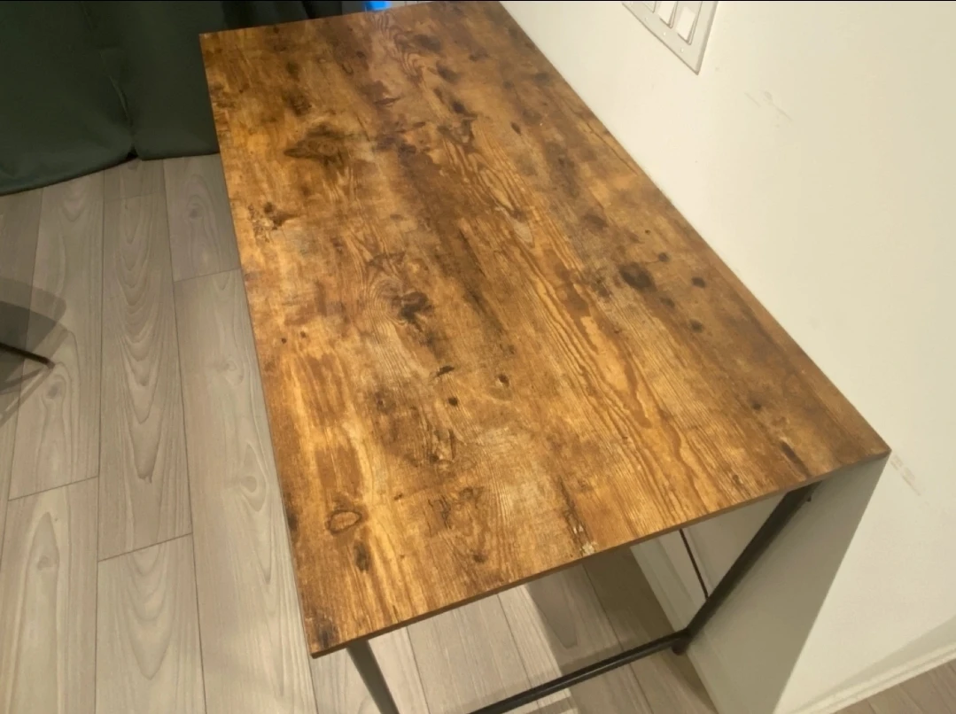 Desk with Metal Legs and Rustic Wooden Look Table Top - photo 2