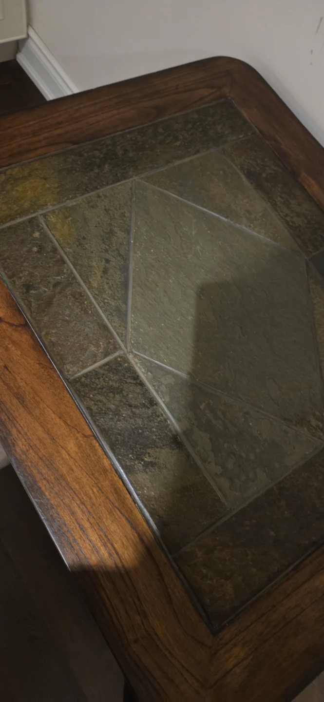 Wooden End Table with Slate Top - photo 2