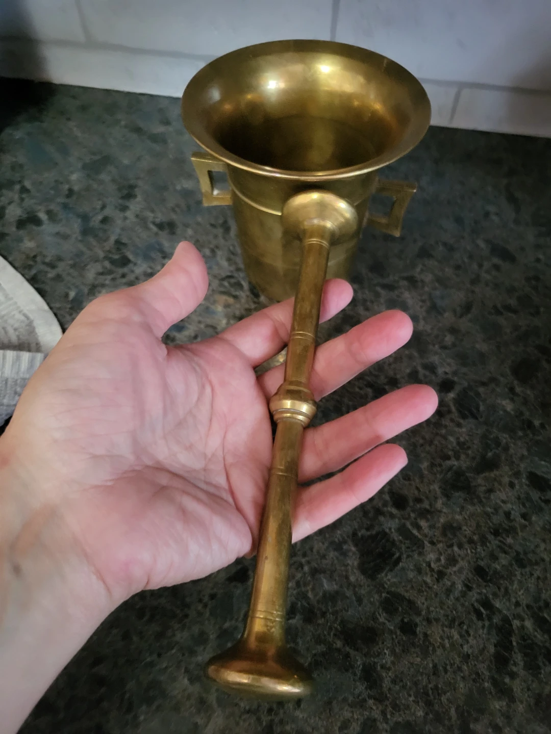 Vintage Brass Mortar and Pestle Set - photo 5