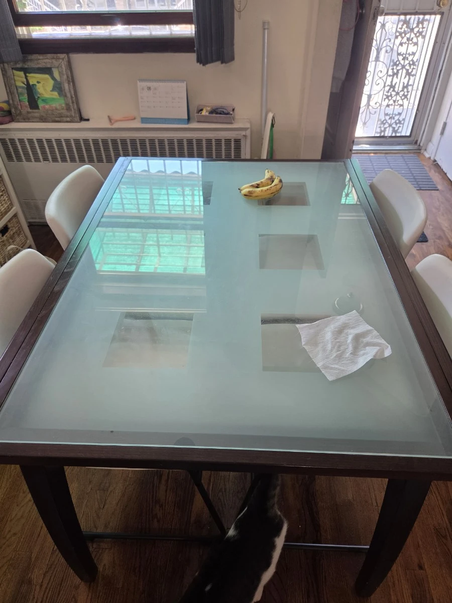 Glass Top Dining Table with Wooden Frame