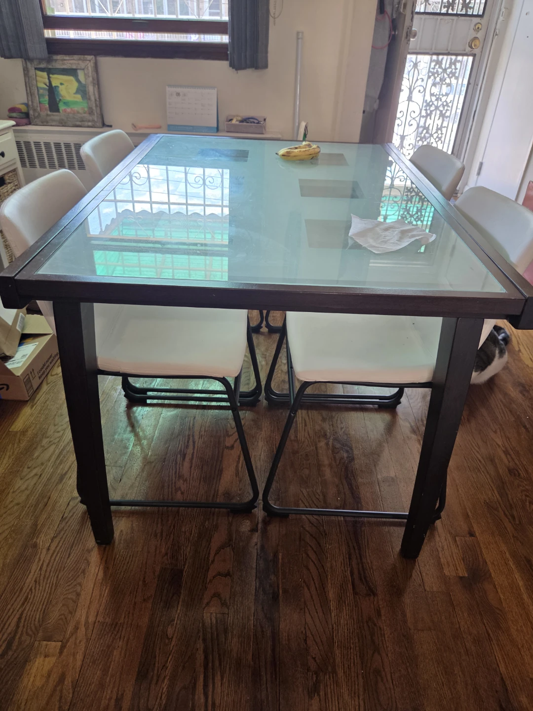 Glass Top Dining Table with Wooden Frame - photo 2