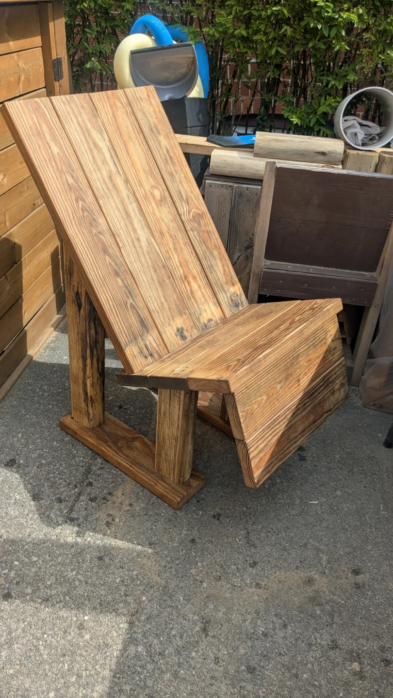 Wooden Adirondack Chair with Cushions and Foot Stool