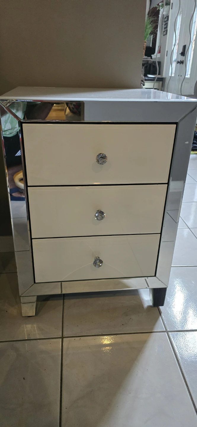 Mirrored 3-Drawer Nightstand