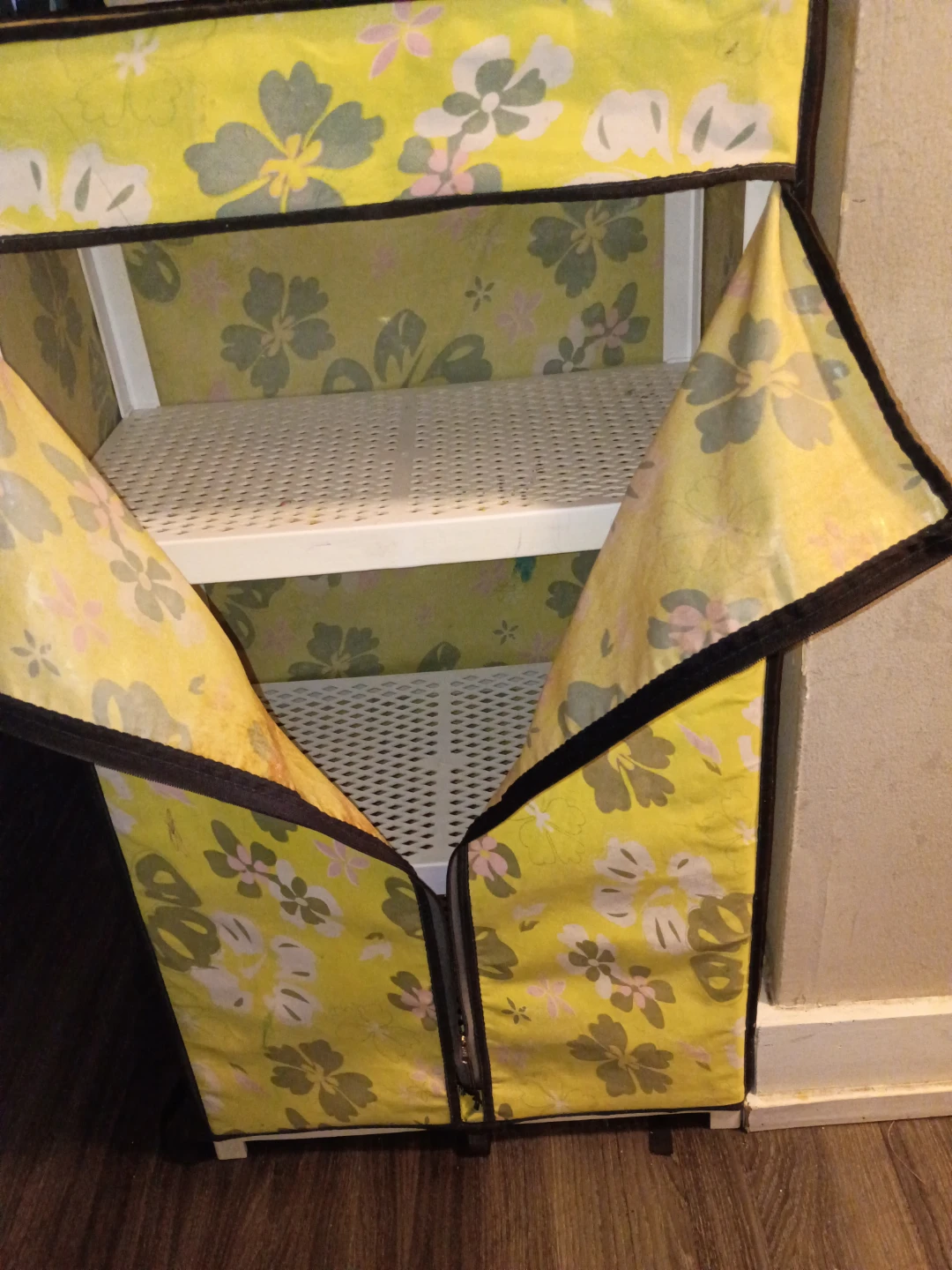 4 tier Yellow Floral Fabric Cover Storage Cube Shelf Unit - photo 2