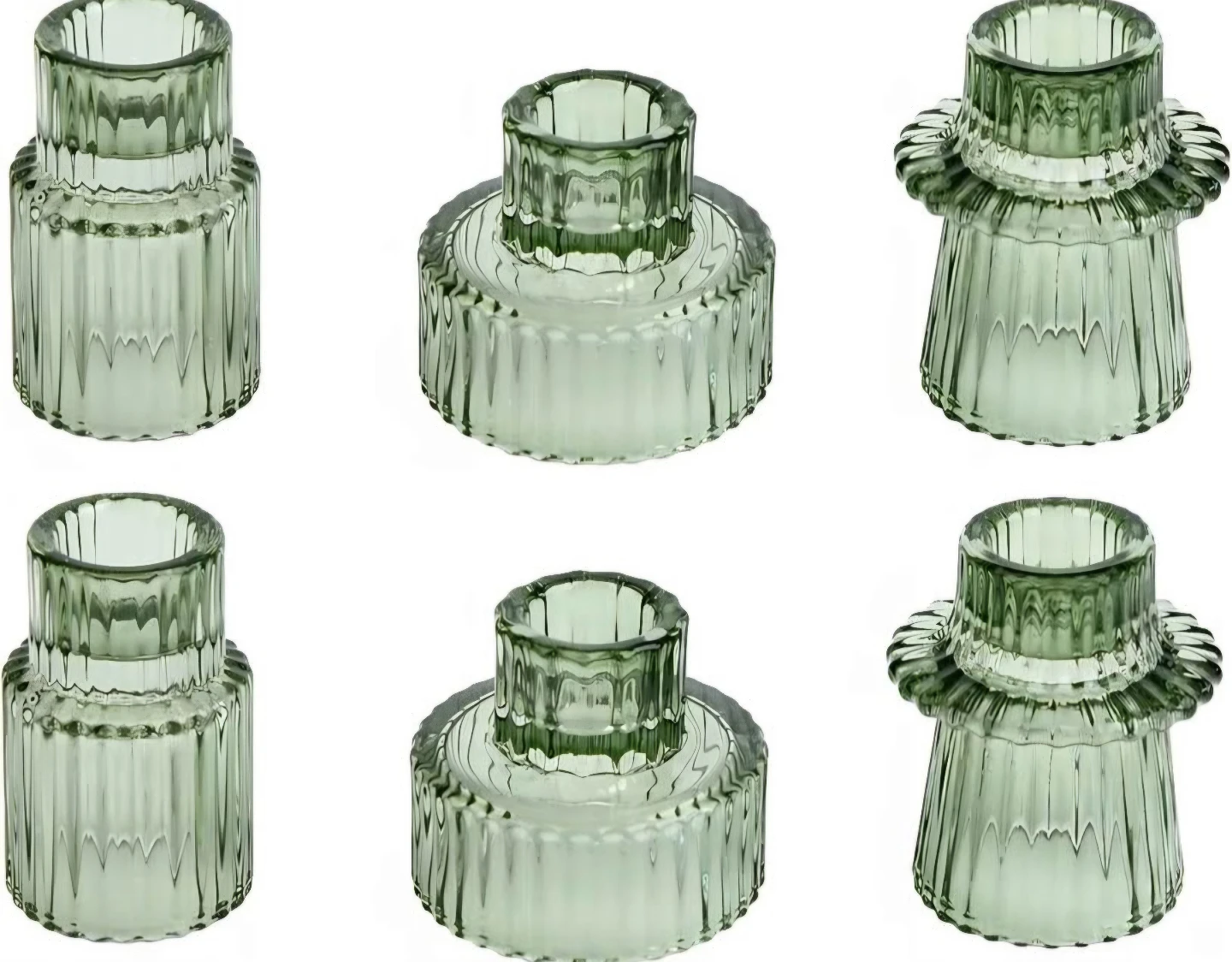 Vixdono6 Set of 6 Green Glass Candle Holders⚽