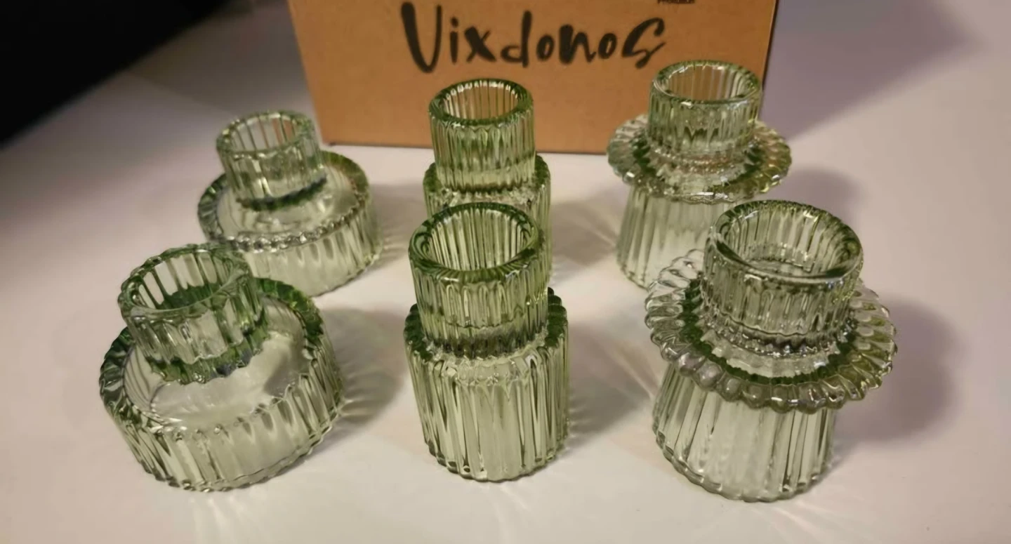 Vixdono6 Set of 6 Green Glass Candle Holders⚽ - photo 2