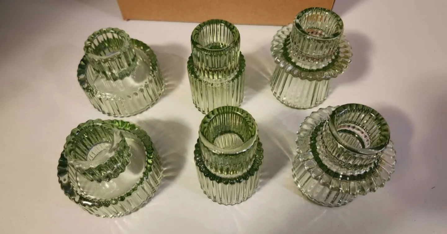 Vixdono6 Set of 6 Green Glass Candle Holders⚽ - photo 3