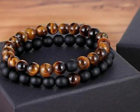 Tiger Eye and Onyx Beaded Bracelets