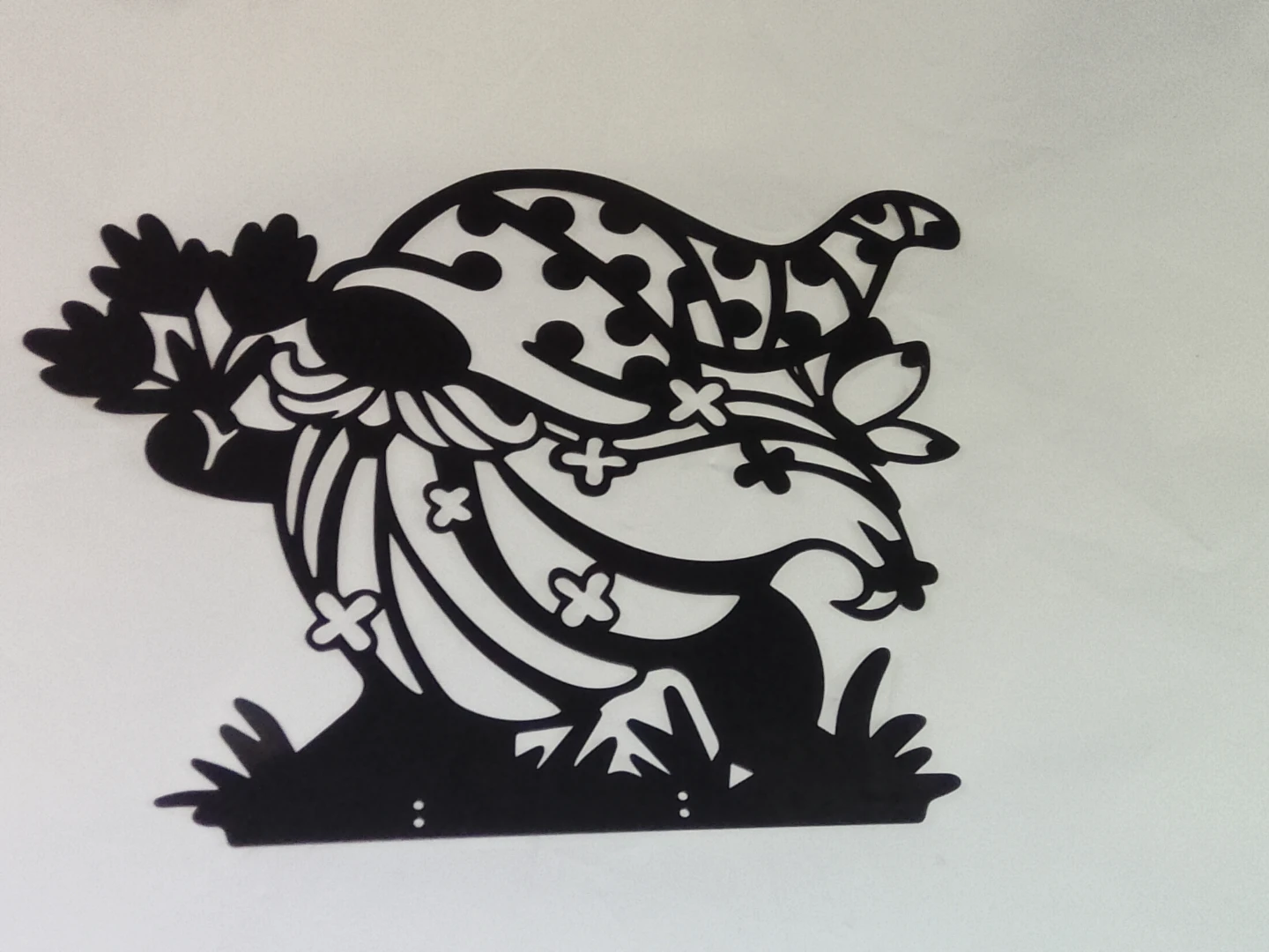 Gnome paper cut silhouette metal art