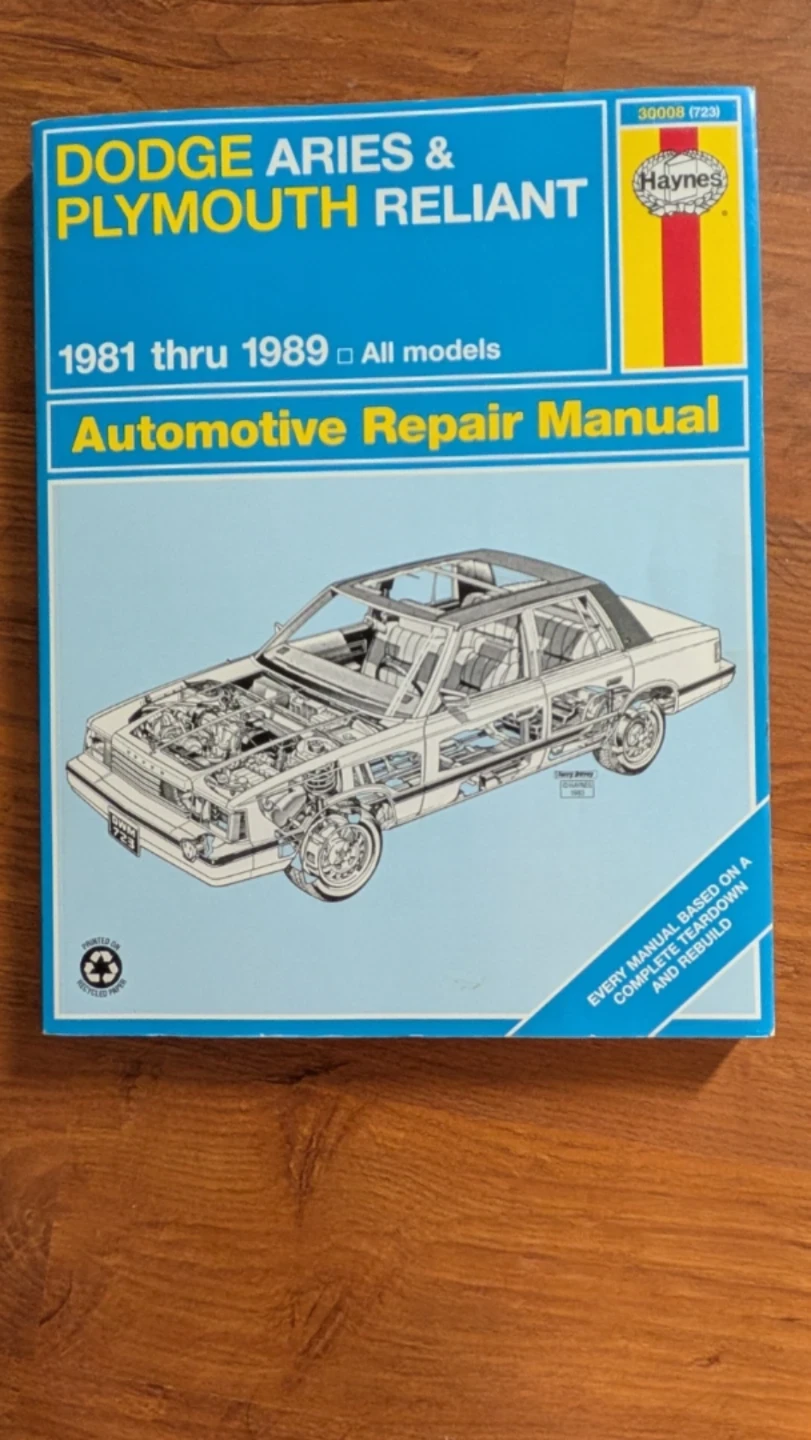 Haynes Dodge Aries & Plymouth Reliant Automotive Repair Manual⚽