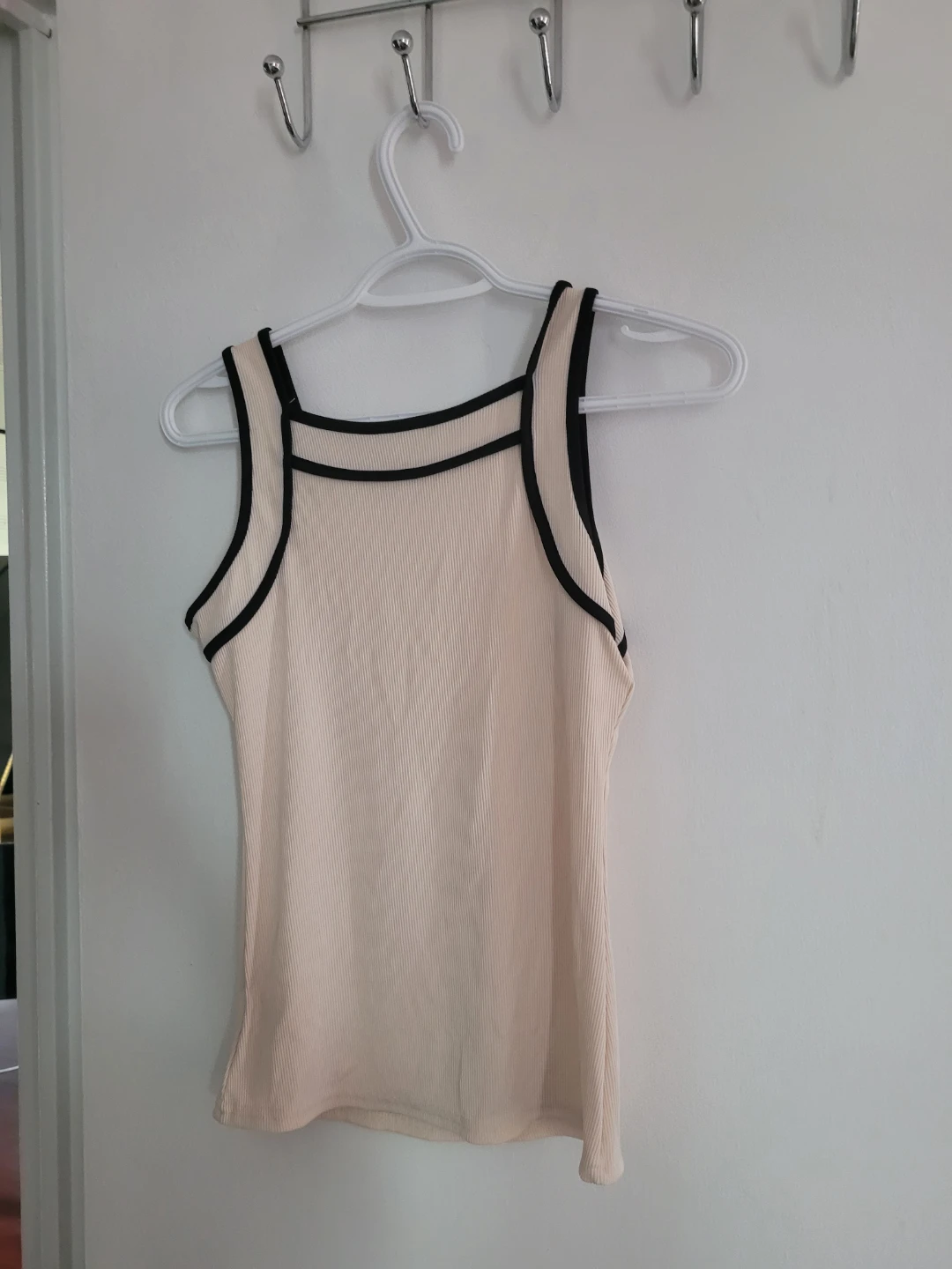 Ribbed Tank Top with Black Trim