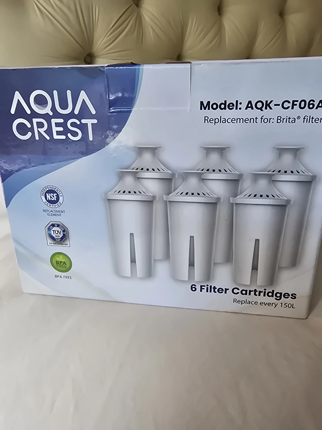 ⚽ AQUACREST Water Filter Cartridges for Brita Pitchers - 6 Pack
