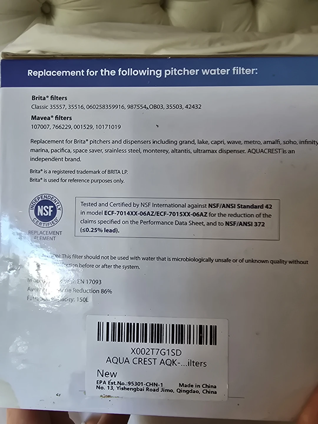 ⚽ AQUACREST Water Filter Cartridges for Brita Pitchers - 6 Pack - photo 4