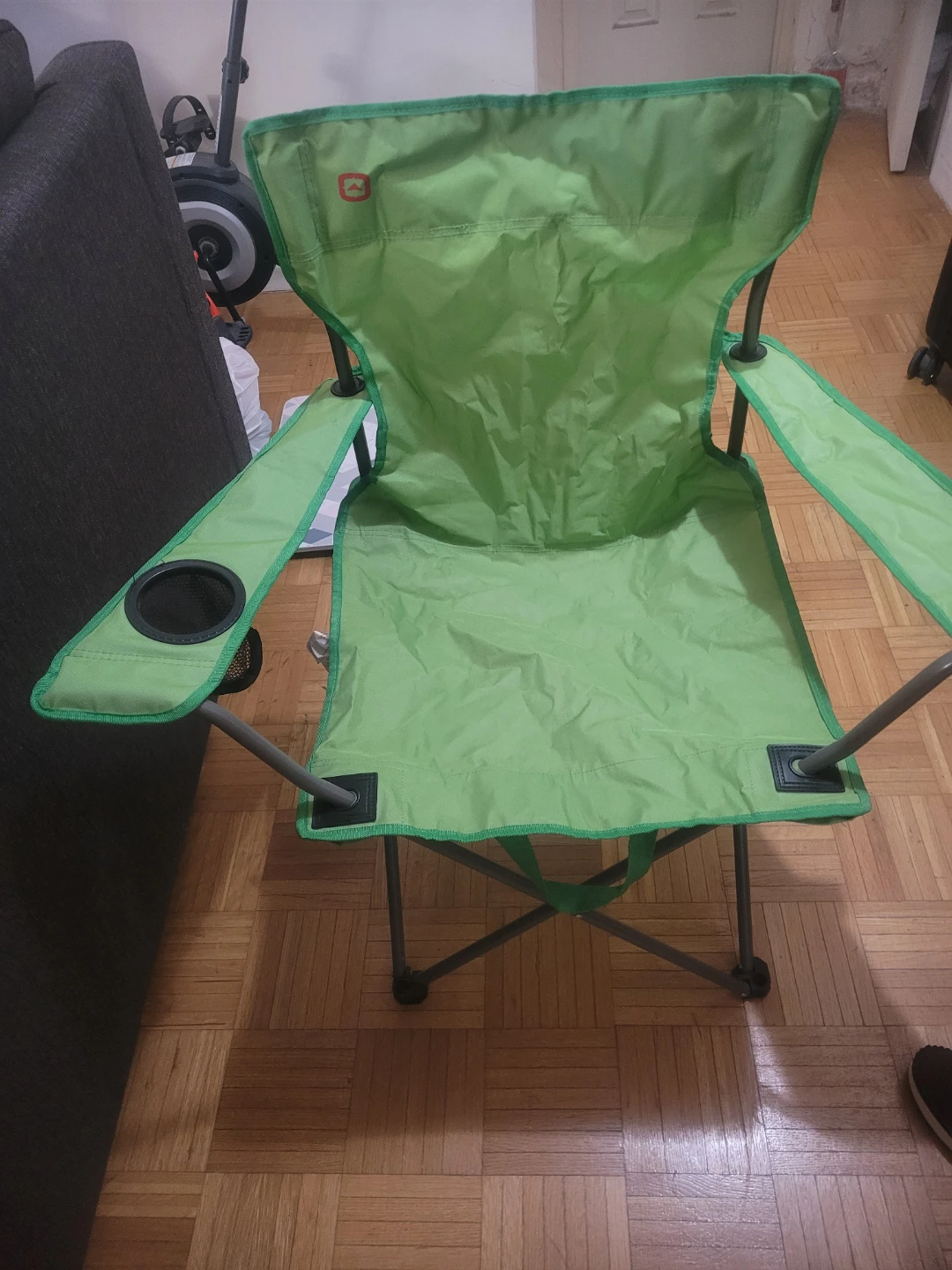 Lime Green Folding Camping Chair with Cup Holder