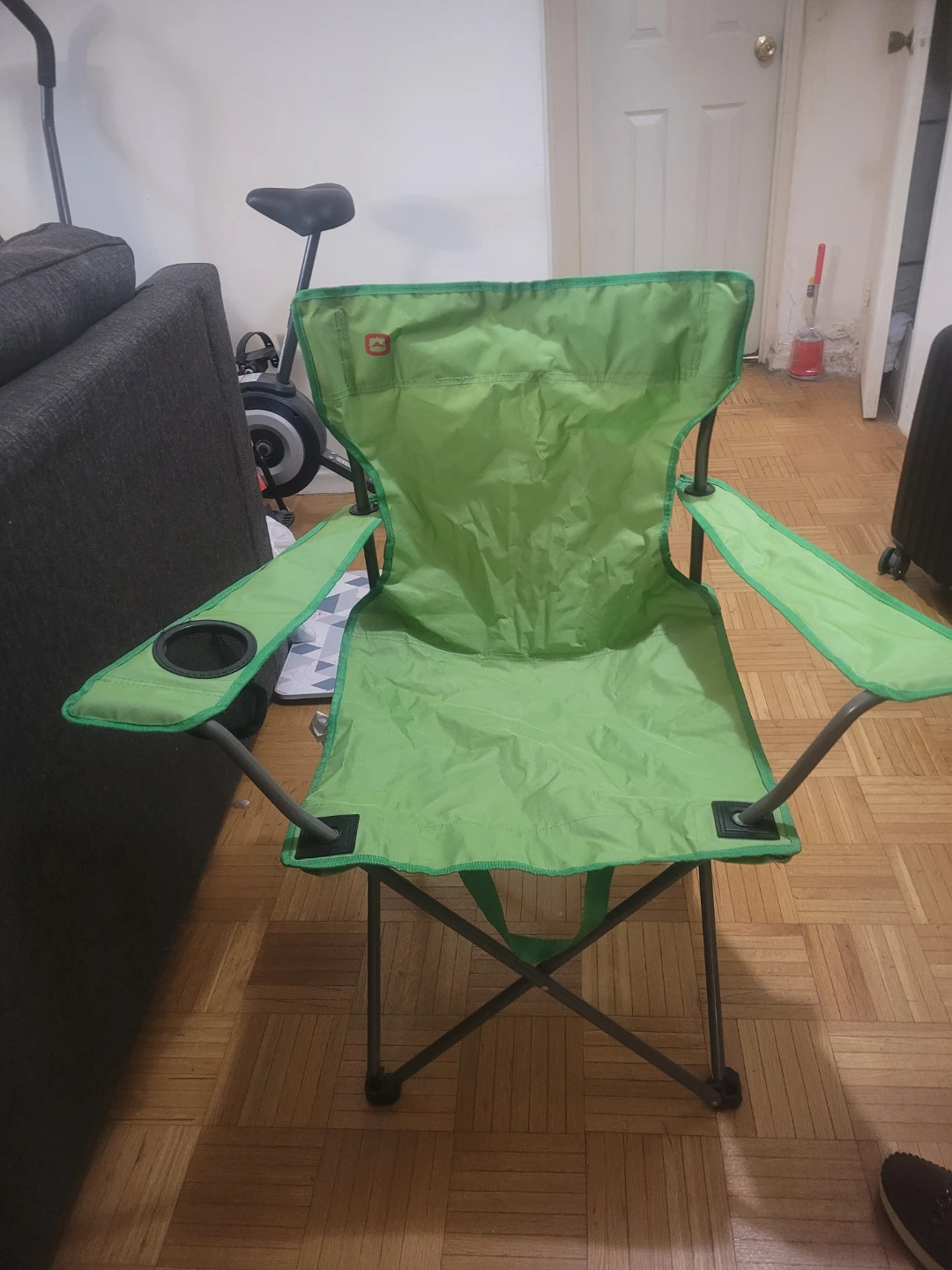 Lime Green Folding Camping Chair with Cup Holder - photo 2