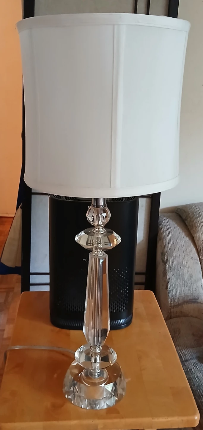 Crystal Accent Table Lamp with White Shade