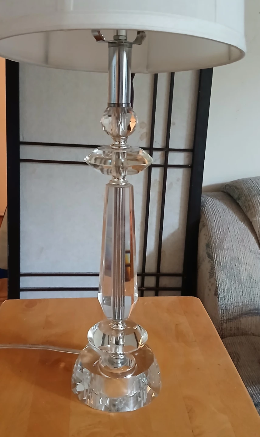 Crystal Accent Table Lamp with White Shade - photo 2