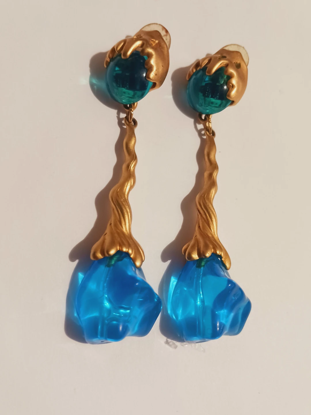 Stunning Statement Designer Gold Tone Dangle 4"  Earrings - photo 2