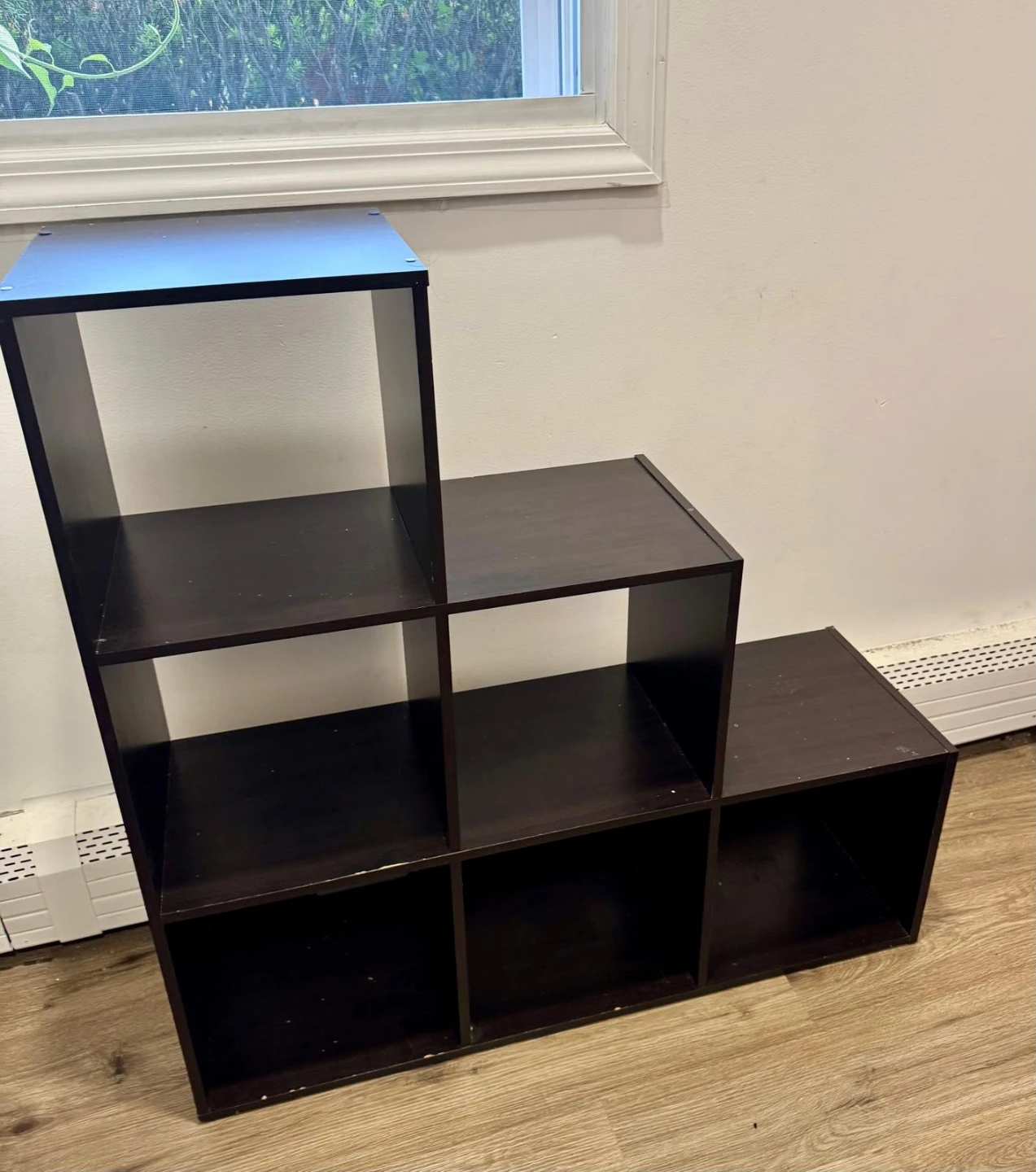 Dark Wood Tiered Storage Shelf Unit - photo 2