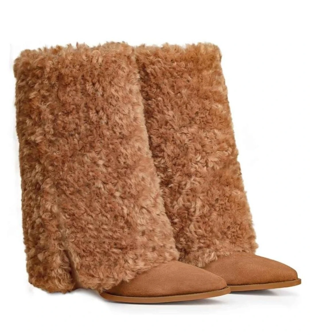 Brown Fuzzy Boots size 8