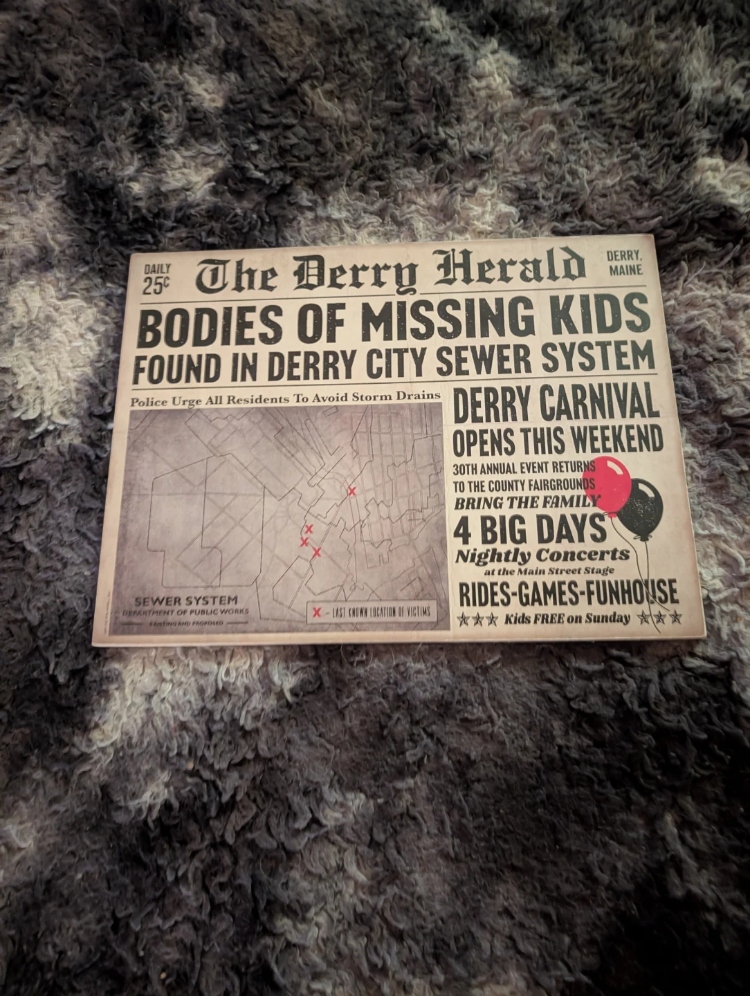 IT "The Derry Herald" Newspaper Wall Art