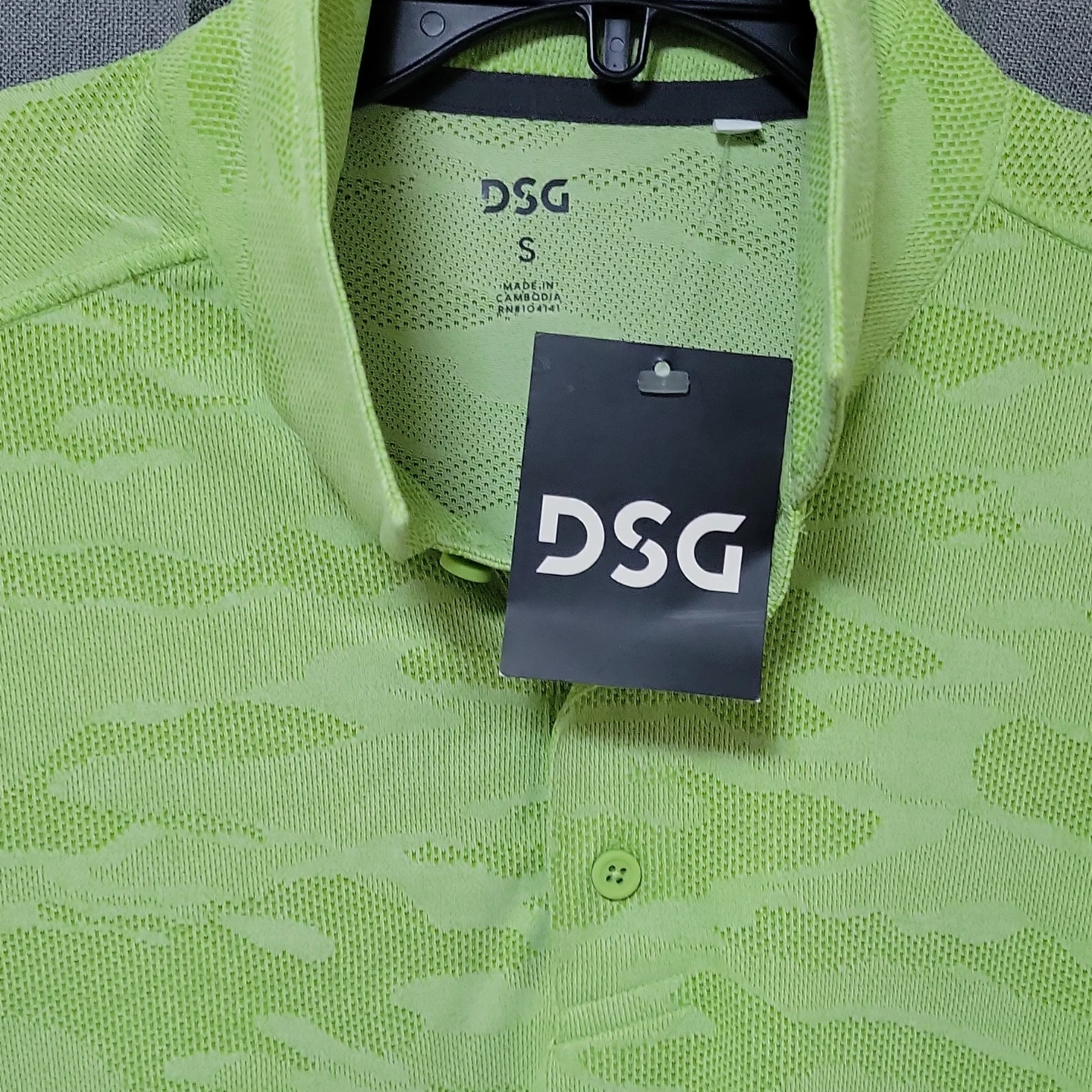 DSG Men's Golf Polo Shirt - Lime Green Camo - Size S - photo 3
