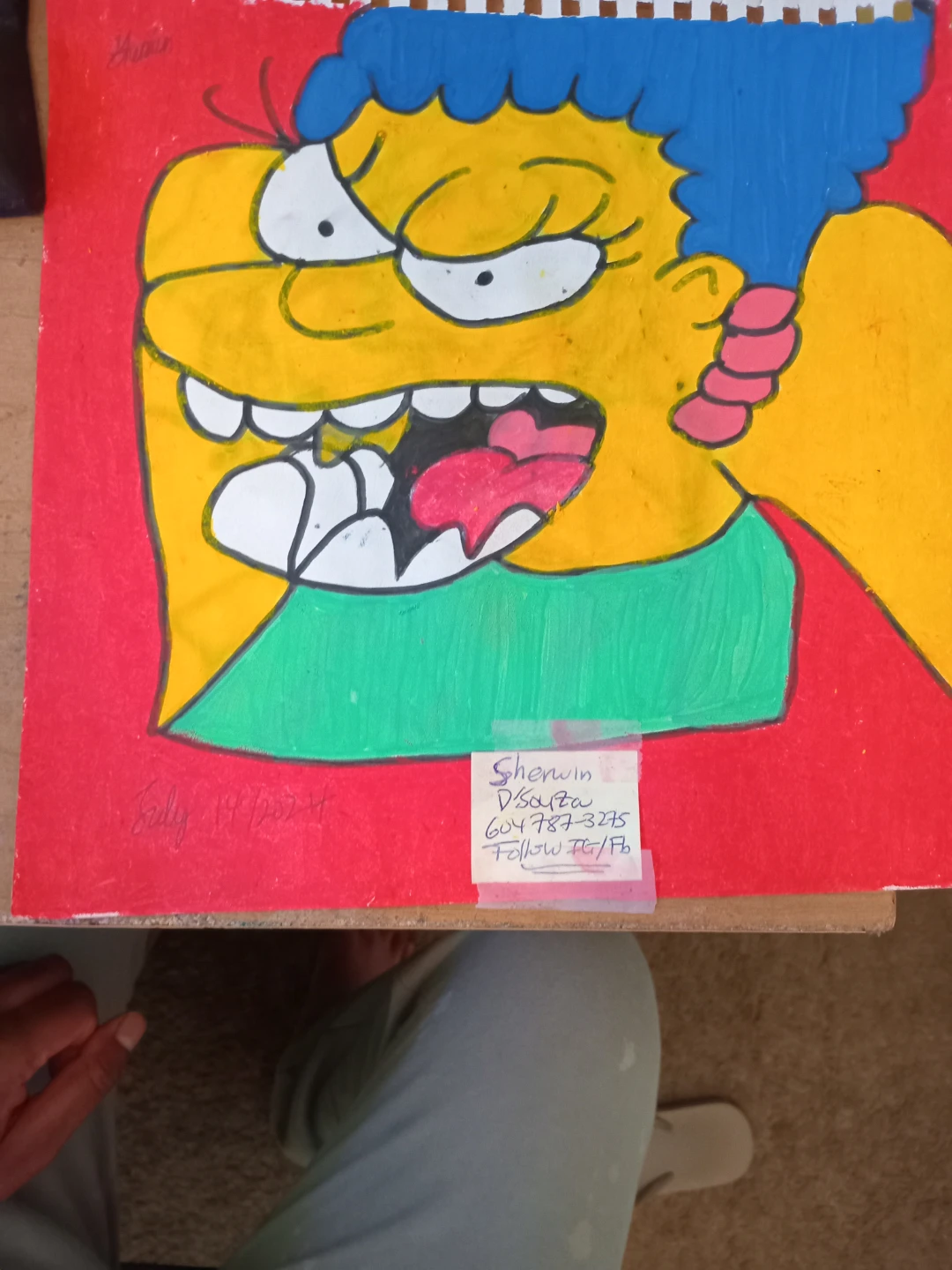 Updated Red Background Marge Simpson Drawing - photo 2