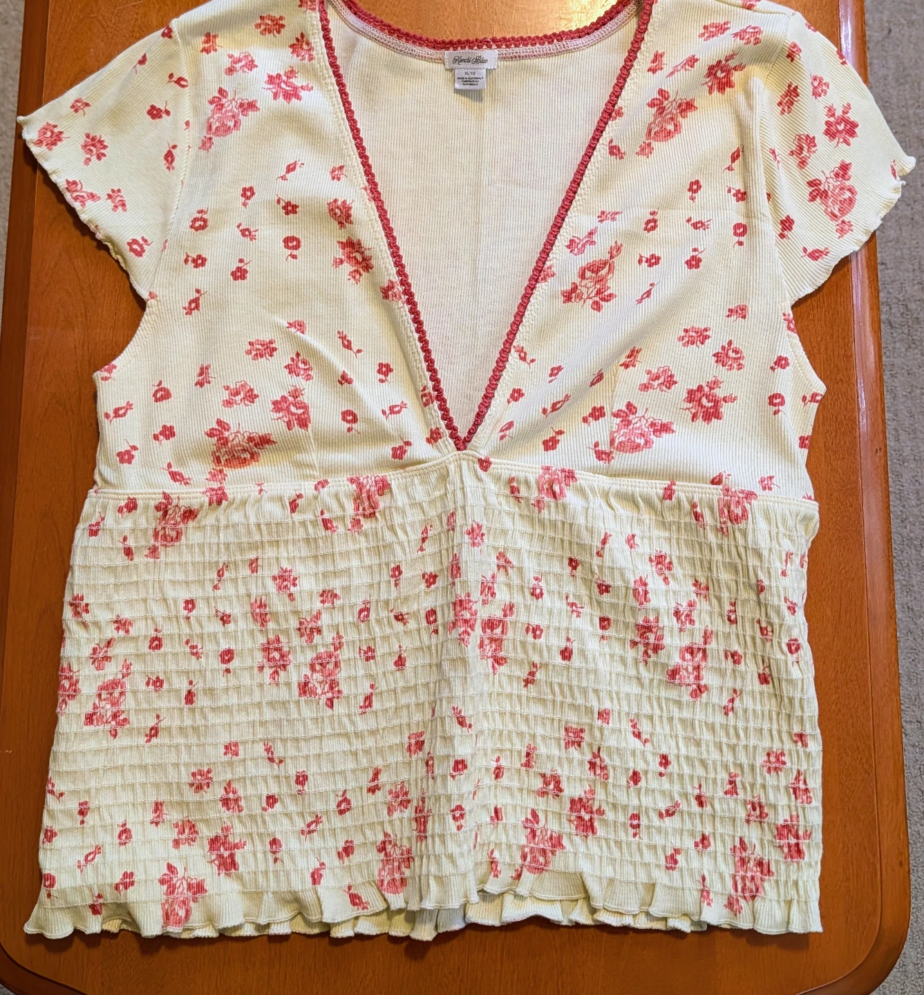 Urban Outfitters - Kimchi Blue Floral Smocked Top XL