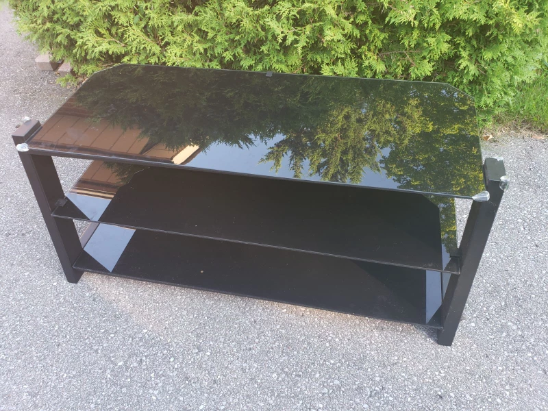 Black Glass Entertainment TV Stand
