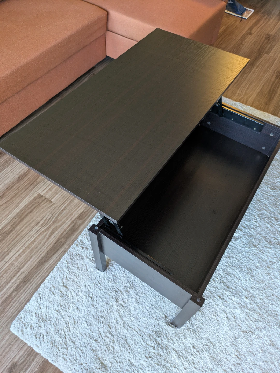 Dark Brown Lift-Top Coffee Table with Storage - photo 2