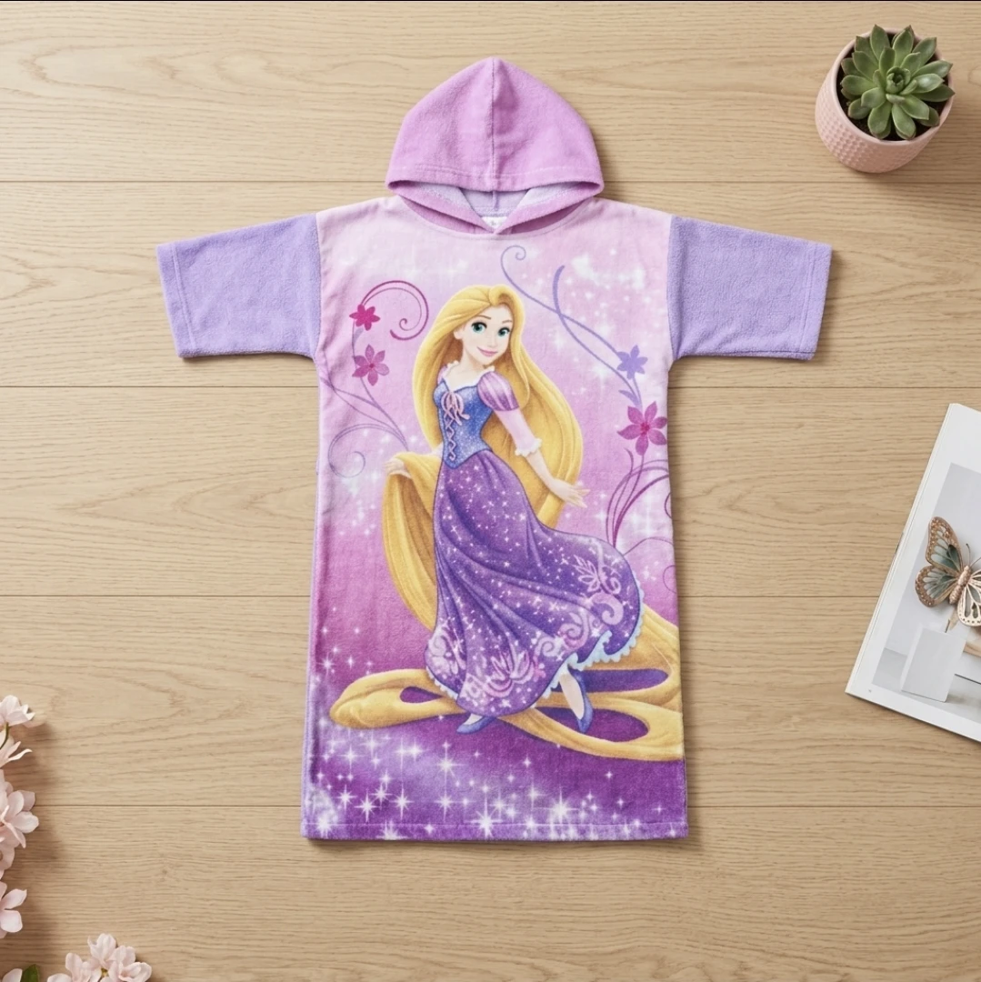 Disney Rapunzel Hooded Bath Robe Purple Towel Cover Up Girls - photo 2