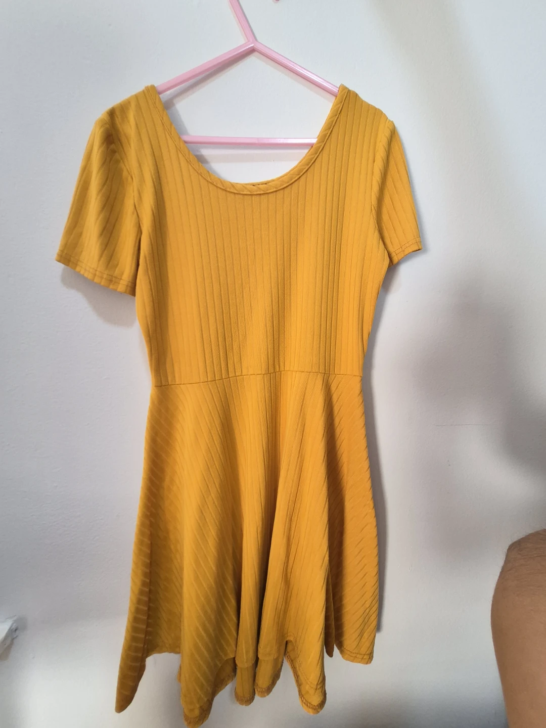 Yellow Ribbed Fit and Flare Dress - photo 2