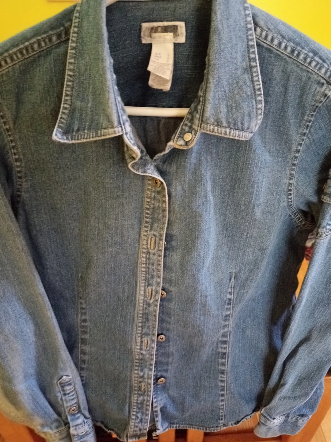 Blue Denim Button-Up Shirt - photo 2