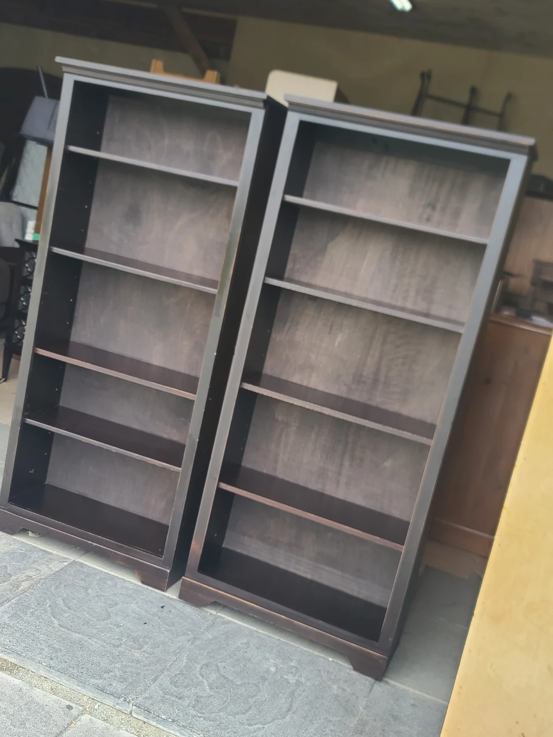 Pair of Dark Wood Bookcases - photo 2