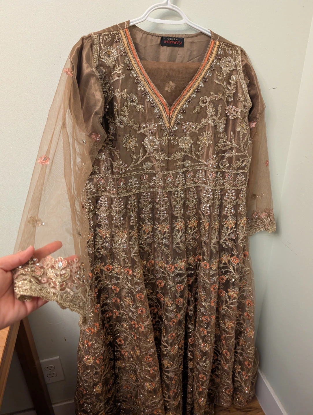 Embellished Brown Maxi Dress