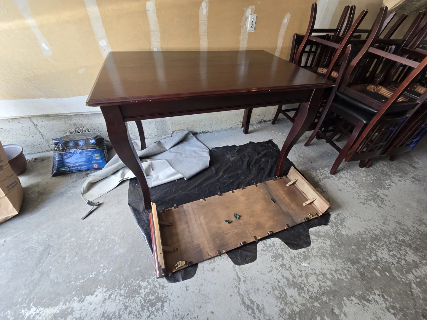 Solid wood dining table and 8 chairs